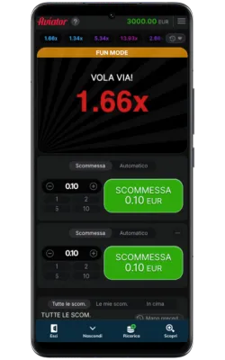Accesso al gioco Aviator nell'App